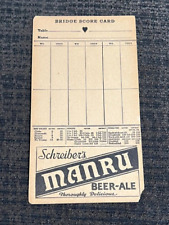 C) VINTAGE SCHREIBER'S MANRU BEER - ALE BRIDGE SCORE CARD 2-SIDED BUFFALO NY picture