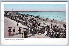 Pre-1907 REVERE BEACH RESERVATION CROWD SCENE OCEANFRONT ANTIQUE POSTCARD picture
