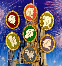 👸 2014 Disney Princess Silhouette Pins Complete Set of 7 Disney Princess Pins picture