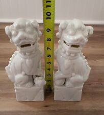VINTAGE Pair Foo Dogs TOYO  Japanese White Porcelain VGC picture