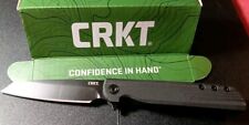 CRKT 3802K LCK + ASSISTED FLIPPER KNIFE BLACK GRN HANDLE 3.24