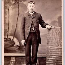 c1870s Hummelstown, PA Standing Young Man Photo Card Bare Engraved Palm Fish H7 picture