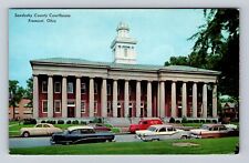Fremont OH-Ohio Historic Sandusky County Courthouse 1950's Cars Vintage Postcard picture