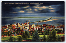 Duluth MN-Minnesota, Skyline Drive At Night, Antique, Vintage Postcard picture