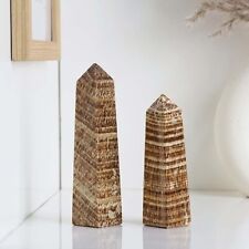 5Pcs Set Large Aragonite Crystal Tower 4 Faceted Obelisk Point Crystal Gift picture