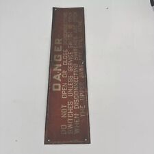 Vintage Sign Danger Disconnecting Switches Industrial Red Electrical 16”x4” picture