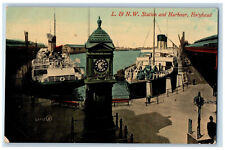 Holyhead Anglesey Wales Postcard L & N.W. Station and Harbour c1910 Antique picture