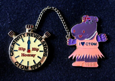 Vintage 1999 Connecticut Odyssey of the Mind Hippo & Clock OM Trading Pins picture