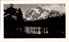 Mt Shuksan and Picture Lake Scenic Landscape Snapshot 1940s Vintage Photograph picture