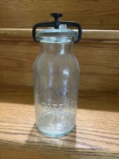 Antique Moore's Half Gallon Fruit Jar  Original Lid And Cast Iron Yoke Clamp  picture