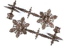 c1900 Antique Brass articulating wall mount candleholders picture