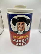 Vintage Old Fashioned Quaker Oats Ceramic Cookie Jar Canister w/ Lid (#235) picture