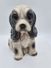 Spaniel Dog Figurine Chalkware Vintage 5 .5 inches Black White Japan picture