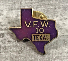 Vintage V.F.W. Texas 10 Lapel Hat Jacket Vest Bag Pin Veterans of Foreign Wars picture