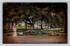 Charlotte MI-Michigan, Park Fountain, Antique Vintage Souvenir Postcard picture