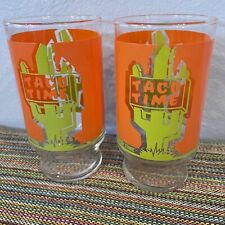 Vintage Rare Taco Time Collectible Drinking Glasses Set of 2 picture