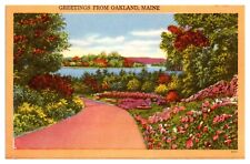 Vintage Greetings from Oakland, Maine, Springtime scene Postcard picture