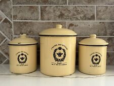 L'HOTEL DES ROYALES Enamel Canisters Paris Country French Farmhouse Bee Set Of 3 picture