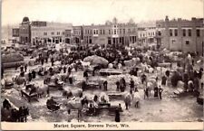 Postcard Market Square Scene Horse Lumber Plaza Stevens Point Wisconsin picture