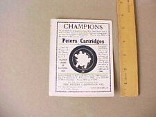 1908 PETERS CARTRIDGE CO. CINCINNATI ADVERTISING TRADE CARD Fine V. scarce picture
