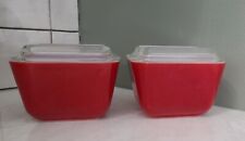 Set of Vintage Red Pyrex Refrigerator Dishes (2) with Lids 1.5 Cup Capacity picture