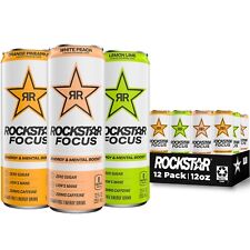 :.Rockstar Focus Energy Drink, 3 Flavor Variety 🍑🍋🍊12 oz Cans (12 Pack).: picture
