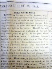 1849 headline newspaper EYEWITNESS ACCOUNT BEGINNING of THE CALIFORNIA GOLD RUSH picture