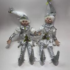 2X Robert Stanley Style Elf Posable Christmas Hanging Sitting No Tags picture