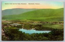 Hand Colored  Manchester  Vermont  Green Mountains  Equinox Pond  Postcard 1942 picture
