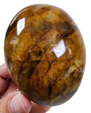 Golden Healer Quartz Crystal Polished Palm Stone Madagascar 214 grams. picture