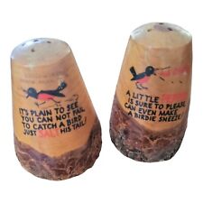 Vintage Letchworth State Park New York Souvenir Bark Wood Salt & Pepper Shakers picture