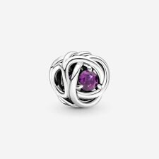 Pandora Eternity Circle Birthstone Birthday February Charm Purple Bead /pouch picture