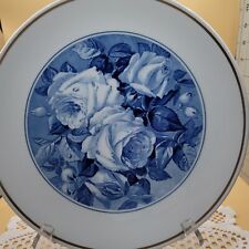 MEISSEN Germany Wall Plate ROSES 10” Blue White  picture