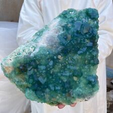 14.7lb Large NATURAL Green Cube FLUORITE Quartz Crystal Cluster Mineral Specimen picture