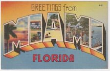 Vintage Miami Florida Postcard - Large Letter - Greetings From Miami -Big Letter picture