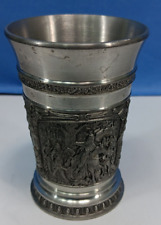 Vintage BMF ZINN 94% PEWTER Knight Queen Battling Scene GERMANY Medieval Cup Mug picture