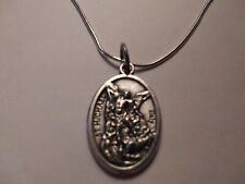 St Michael Pray for Us Medal 925 Sterling Silver Snake Chain Necklace+ holy card picture