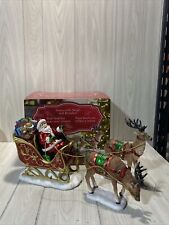 Costco Exclusive 9” Santa with Sleigh & Reindeer Tabletop Centerpiece Figures picture