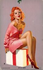 Vintage 1940s Mutoscope Glamour Girls - It's A Gift Christmas w Mistletoe Pin-up picture