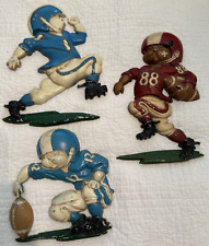 Set of 3 VTG HOMCO Cast Metal Football Wall Art Figures 1976 #1254 #1 picture