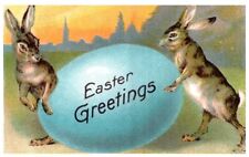 EASTER GREETINGS.VTG BUNNIES EMBOSSED POSTCARD*A27 picture