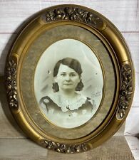Antique  Wooden Oval Photo Frame Gold Woman’s Portrait  20.5” X 24.5” picture