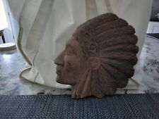 Vintage Wood Carved Native American Indian Head 1950s picture