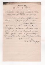 1892 GP HUFF LETTERHEAD PINE CHESTNUT COPPER STOCK LUMBER EAST PEPPERELL MA picture