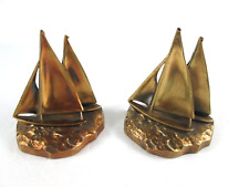 vintage PMC 64B Sailboat Bookends Brass Finish picture
