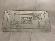 Vintage Art Deco Glass Mirror Vanity Dresser Tray Etched Glass picture