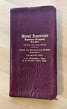 Vintage 1923 Great American Insurance Co Calendar Notebook Address Book Info picture