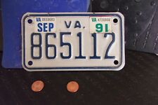 EXPIRED VIRGINIA MOTORCYCLE LICENSE PLATE with 1991 STICKER .. (865112) picture
