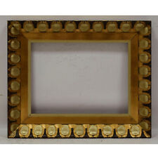Ca 1850-1900 Old wooden frame with metal leaf Internal: 15,9x11,8 in picture