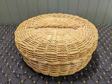 Antique Passamaquoddy Maine Native American Sweetgrass Split Basket With Lid And picture
